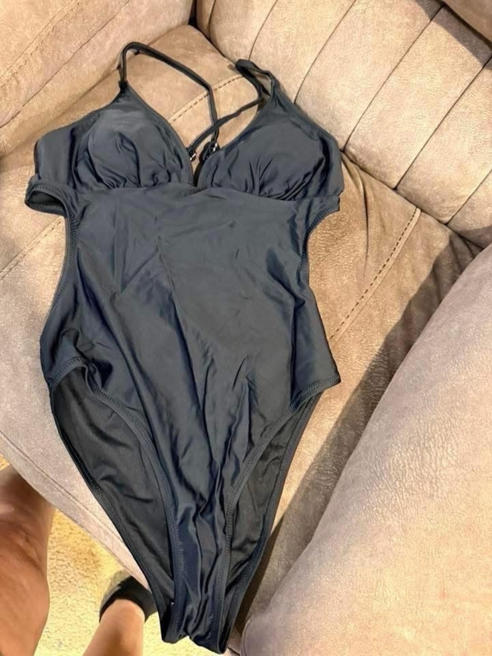 Cupshe Black One-Piece Swimsuit with Strappy Back